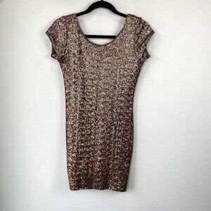 Backstage Fever Dress Bronze Sequin NWT S